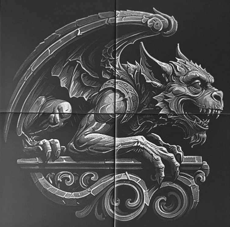 Domus Noctis – Gargoyle, luxury ceramic feature tile.